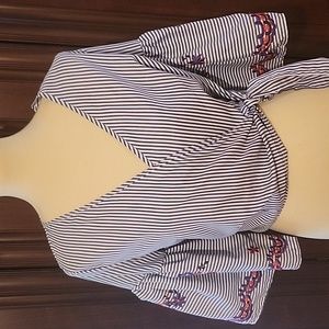 Embroidered Wrap Top